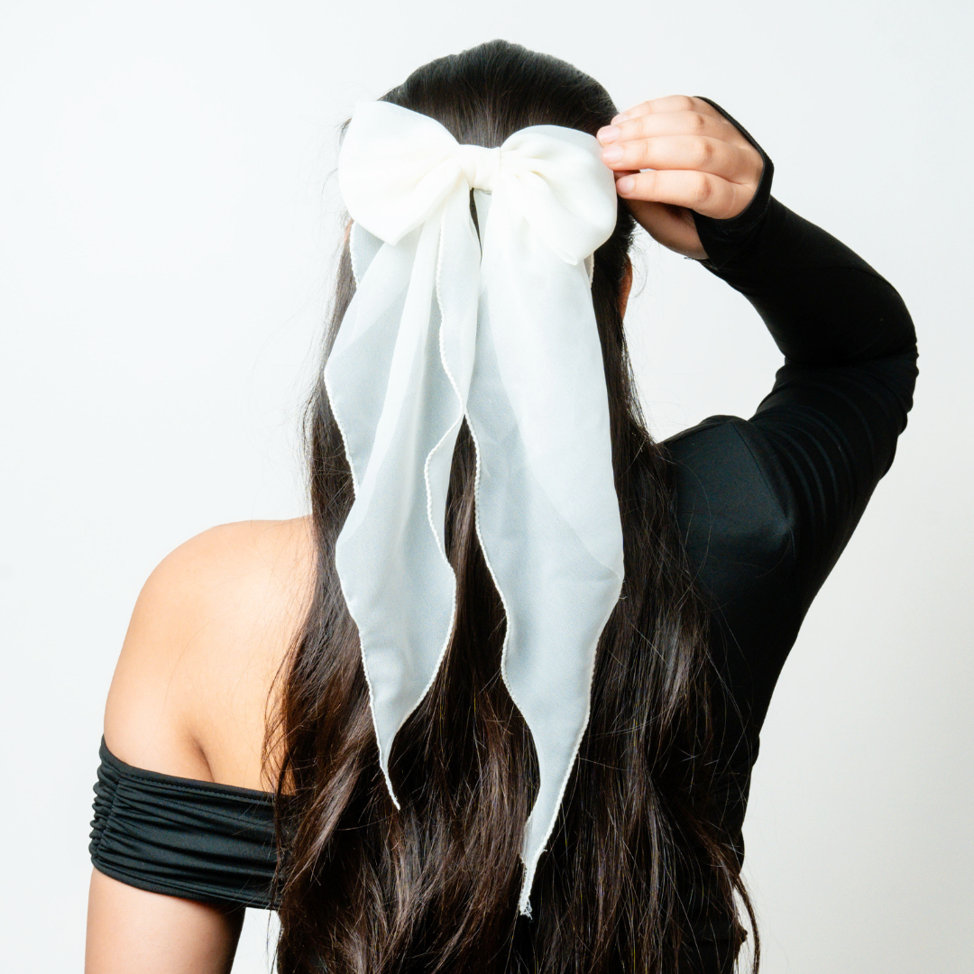 Lace White Bow with Tail