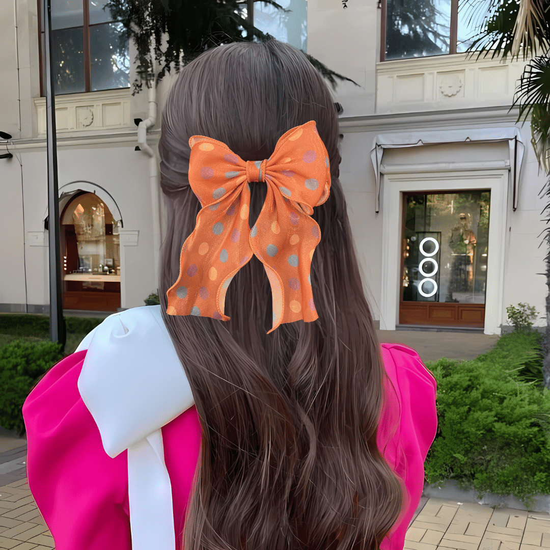 Orange Polka Sailor Bow