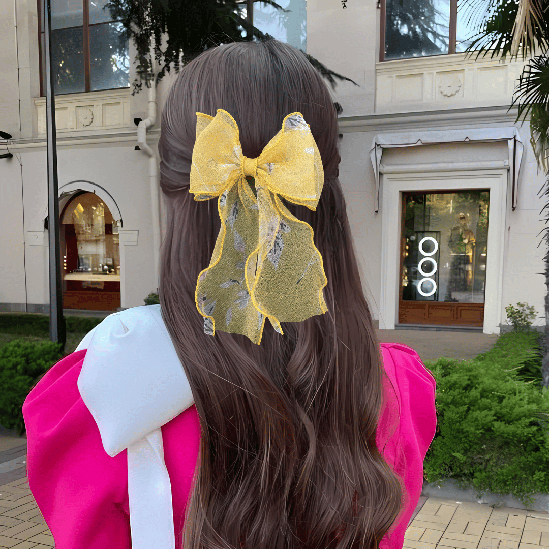 Mustard Floral Sailor Bow